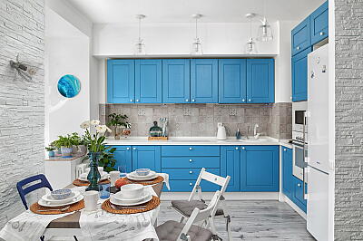 Красивые кухни голубого цвета фото