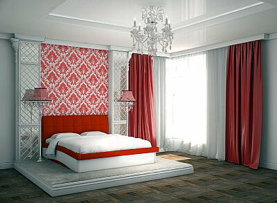 Красная спальня: интерьер комнаты с красивым акцентом