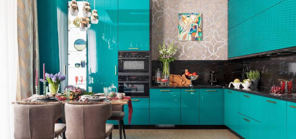 Кухня в бирюзовом цвете: советы по оформлению интерьера, реальные фото-идеи