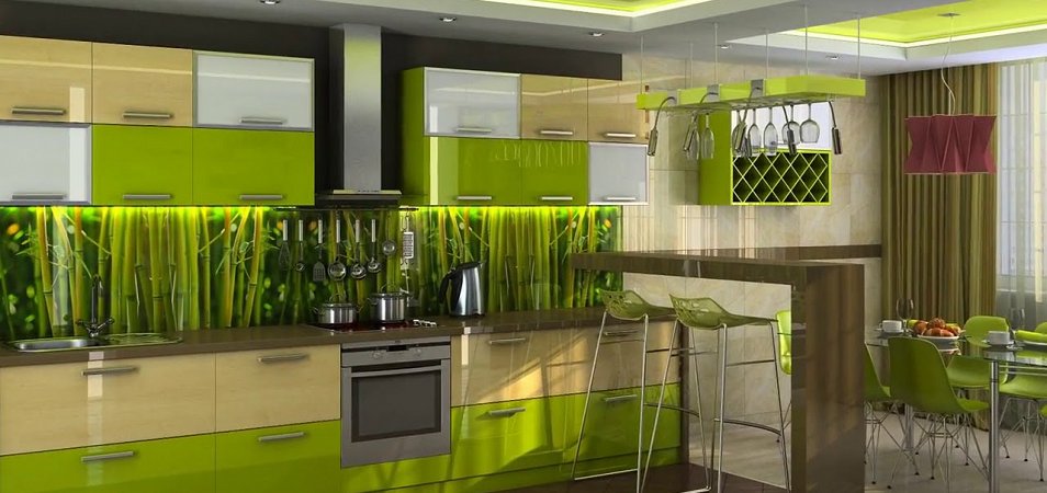 Дизайн зеленой кухни: фото-примеры реальных интерьеров