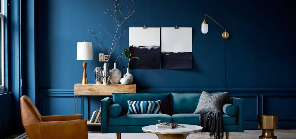 Синяя гостиная: дизайн интерьера гостиной в синих тонах, 30+ фото