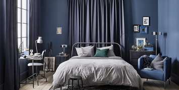 Спальня в голубых тонах: преимущества и недостатки