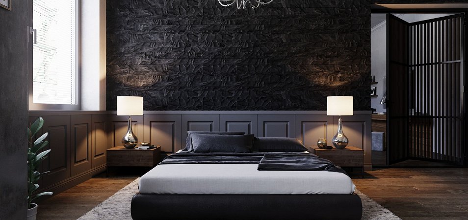 Черная спальня: дизайн спальни в темных тонах, 30+ фото