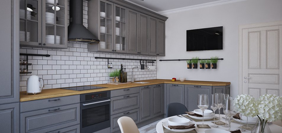 Серая кухня в интерьере: дизайн, сочетание цветов,  идеи, 50+ фото серых кухонь