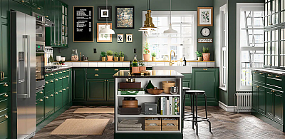 Мебель для кухни зеленого цвета