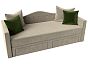 Детский прямой диван Дориан Микровельвет Бежевый/Зеленый