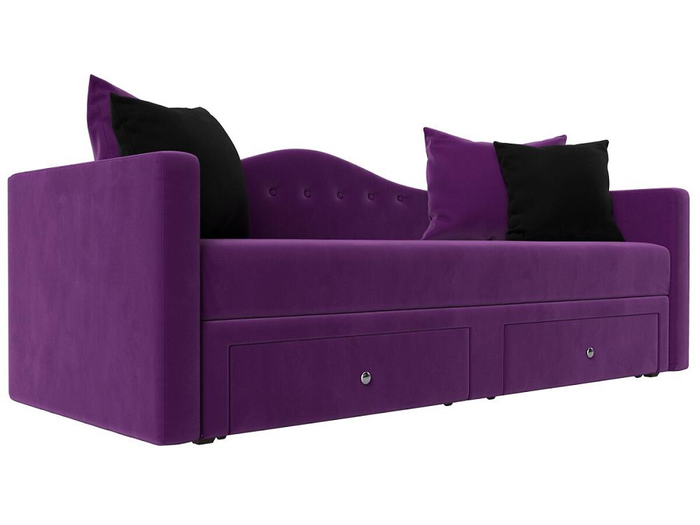 Детский прямой диван Дориан Микровельвет Фиолетовый/Черный детская кровать астра домик белый фиолетовый без ящика