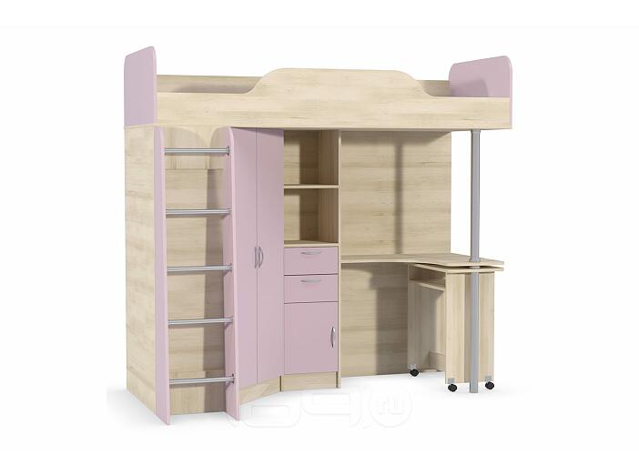 Кровать-чердак Ника 427 Бук песочный/ Лаванда BSBS1 80