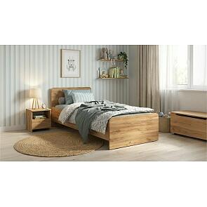 Кровать Челси без обивки дуб крафт/дуб крафт без подъёмного механизма 800x2000, без ортопедического основания, изголовье жесткое
