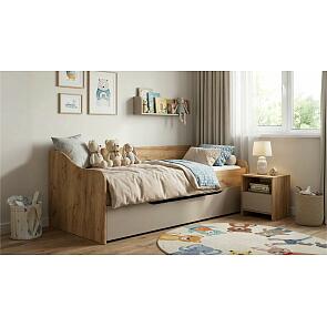 Кровать Челси без обивки дуб крафт/глиняный серый без П/М 900x2000, изголовье жесткое