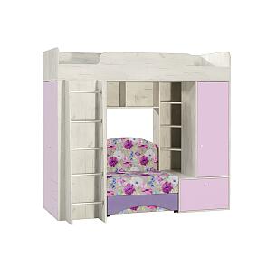 Кровать-чердак Тетрис 1 366 Дуб Белый (CRAFT)/Лаванда BSBS1  ФАСАД