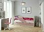 Кровать Дельфин без обивки шарли pink/дуб крафт белый без П/М 800x1600, изголовье жесткое