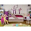 Кровать Дельфин без обивки шарли pink/дуб крафт белый без подъёмного механизма 800x1600, без ортопедического основания, изголовье жесткое