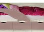 Кровать Дельфин без обивки шарли pink/дуб крафт белый без П/М 800x1800, изголовье жесткое