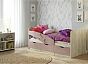 Кровать Дельфин без обивки шарли pink/дуб крафт белый без П/М 800x1800, изголовье жесткое