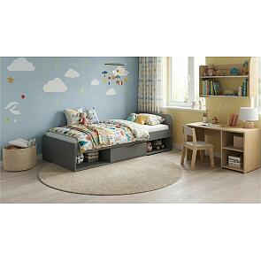 Кровать Неаполь без обивки графит/графит без подъёмного механизма 800x2000, без ортопедического основания, изголовье жесткое