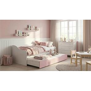 Кровать Вега без обивки розовый/белый без подъёмного механизма 900x2000, без ортопедического основания, изголовье жесткое