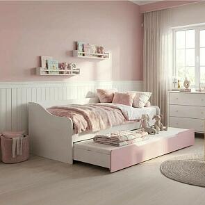 Кровать Вега без обивки розовый/белый без П/М 900x2000, изголовье жесткое