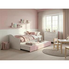 Кровать Вега без обивки розовый/белый без П/М 900x2000, изголовье жесткое