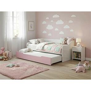 Кровать Вега без обивки розовый/белый без П/М 900x2000, изголовье жесткое