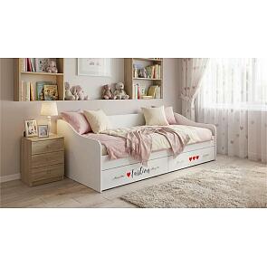 Кровать Вега без обивки белый глянец/фотопечать/белый без подъёмного механизма 900x2000, без ортопедического основания, изголовье жесткое