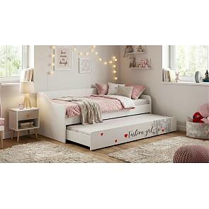 Кровать Вега без обивки белый глянец/фотопечать/белый без подъёмного механизма 900x2000, без ортопедического основания, изголовье жесткое