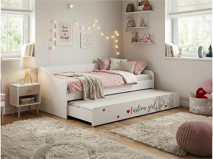 Кровать Вега без обивки белый глянец/фотопечать без П/М 900x2000, изголовье жесткое