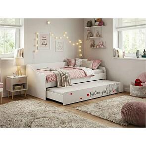 Кровать Вега без обивки белый глянец/фотопечать/белый без П/М 900x2000, изголовье жесткое