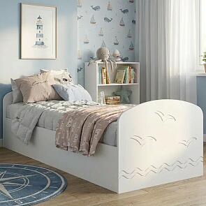 Кровать Юниор без обивки шарли белый/белый без П/М 800x2000, изголовье жесткое