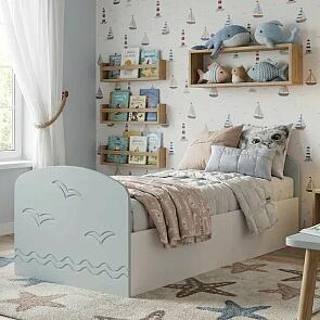 Кровать Юниор без обивки шарли бриз/белый без П/М 800x2000, изголовье жесткое