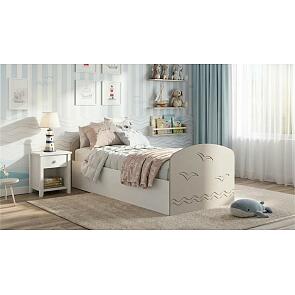 Кровать Юниор без обивки шарли мокко/белый без подъёмного механизма 800x2000, без ортопедического основания, изголовье жесткое