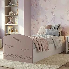 Кровать Юниор без обивки шарли pink/белый без П/М 800x2000, изголовье жесткое