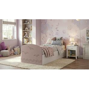 Кровать Юниор без обивки шарли pink/белый без подъёмного механизма 800x2000, без ортопедического основания, изголовье жесткое