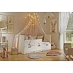 Кровать Юниор без обивки шарли белый/дуб крафт белый без подъёмного механизма 800x1800, без ортопедического основания, изголовье жесткое