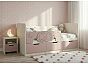 Кровать Юниор без обивки шарли pink/дуб крафт белый без П/М 800x1800, изголовье жесткое