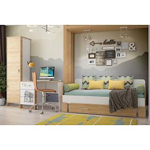 Молодёжная Сити-01 Бело-серый/Дуб Небраска