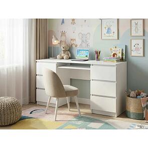 Челси Стол 6 ящиков (Белый глянец холодный, белый)