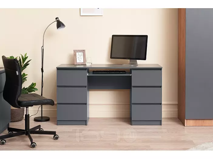 Челси Стол 6 ящиков (Графит, графит)