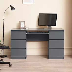 Челси Стол 6 ящиков (Графит, графит)