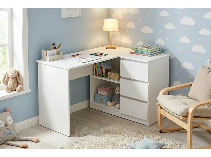 Челси Стол письменный угловой (Ш) (Белый глянец холодный, белый)