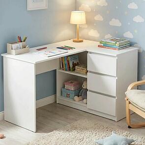 Челси Стол письменный угловой (Ш) (Белый глянец холодный, белый)