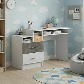 Вега NEW Позитив Стол компьютерный (Бетон темный, белый)