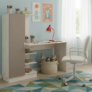Юниор-4 Компьютерный стол (Шарли Мокко/Дуб Крафт Белый)
