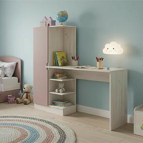 Юниор-4 Компьютерный стол (Шарли Pink/Дуб Крафт Белый)