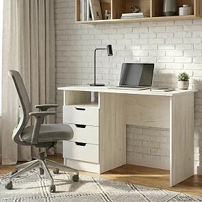 Юниор-4 Стол с ящиками (Шарли Белый/Дуб Крафт Белый)