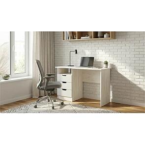 Юниор-4 Стол с ящиками (Шарли Белый/Дуб Крафт Белый)