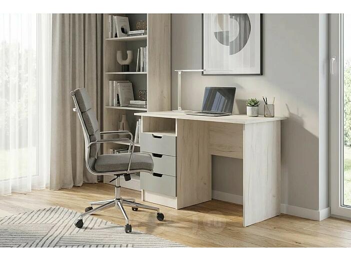 Юниор-4 Стол с ящиками (Шарли Бриз/Дуб Крафт Белый)