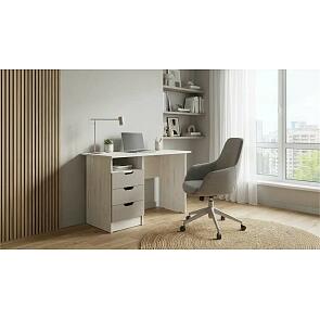 Юниор-4 Стол с ящиками (Шарли Мокко/Дуб Крафт Белый)