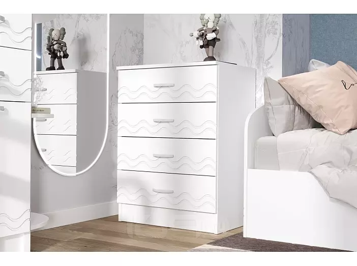 Юниор-2 Комод (Шарли Белый/Белый)