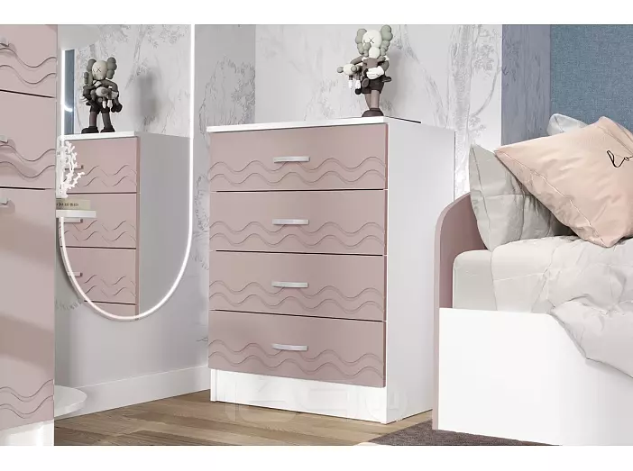 Юниор-2 Комод (Шарли Pink/Белый)